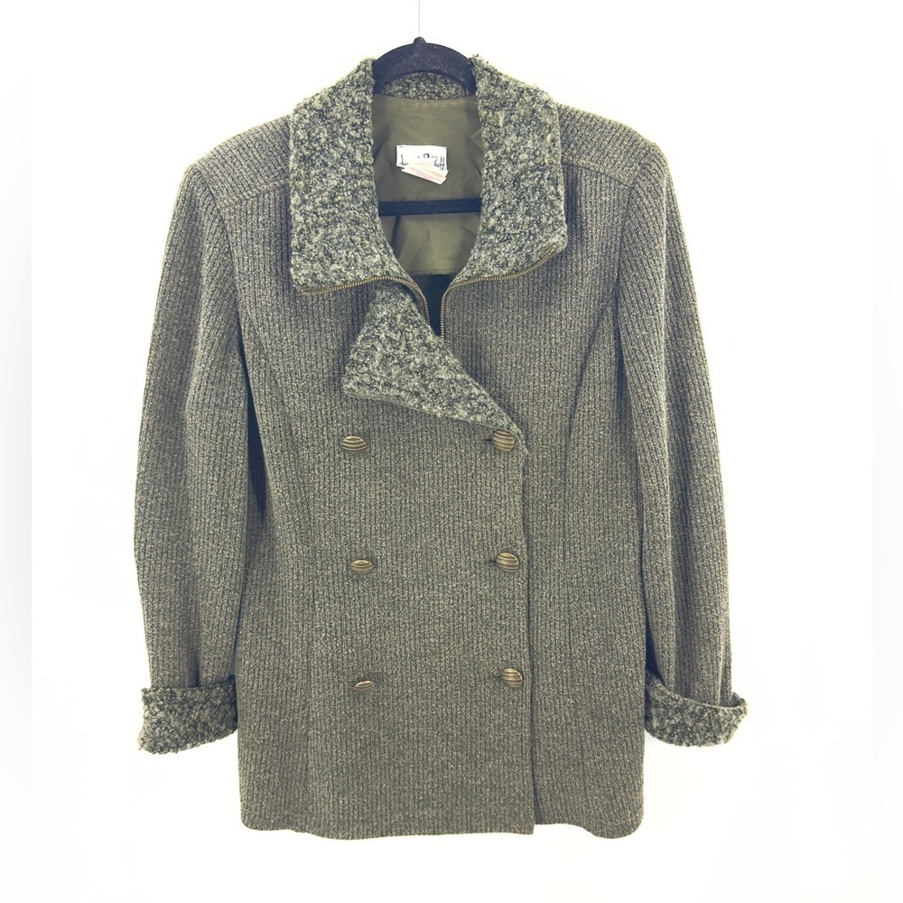 Joseph Ribkoff Veston Jacket Womens 14 Knit Peacoat Wool Blend Penny Lane Vtg